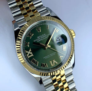Rolex Datejust 36 Green Olive Dial Diamonds
